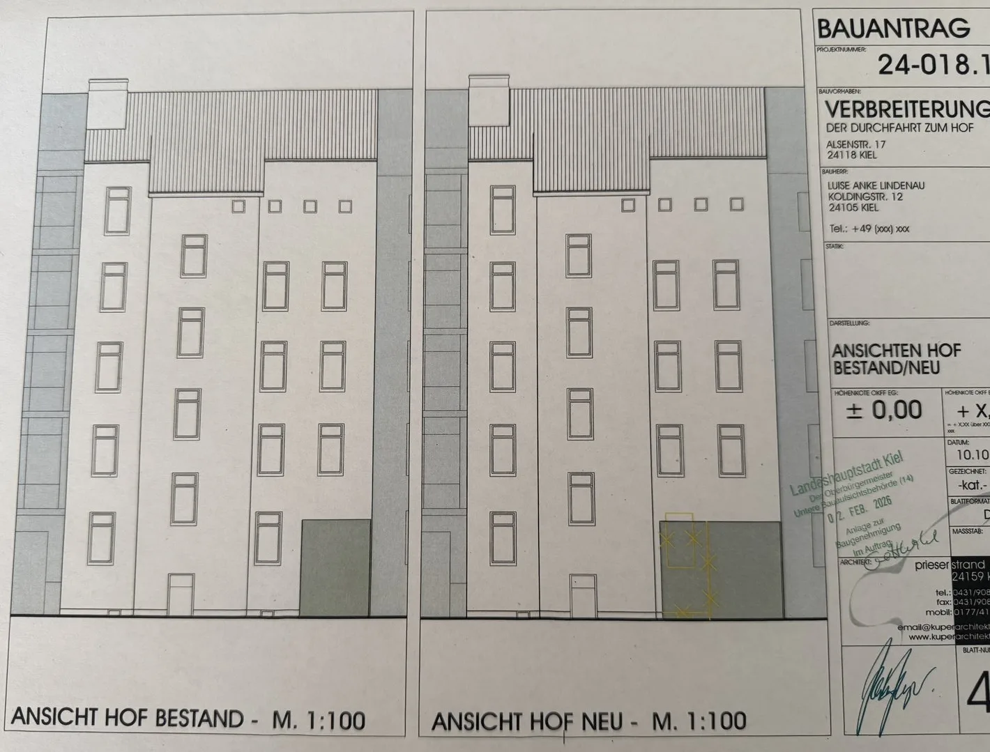 Bauplan Hofansicht