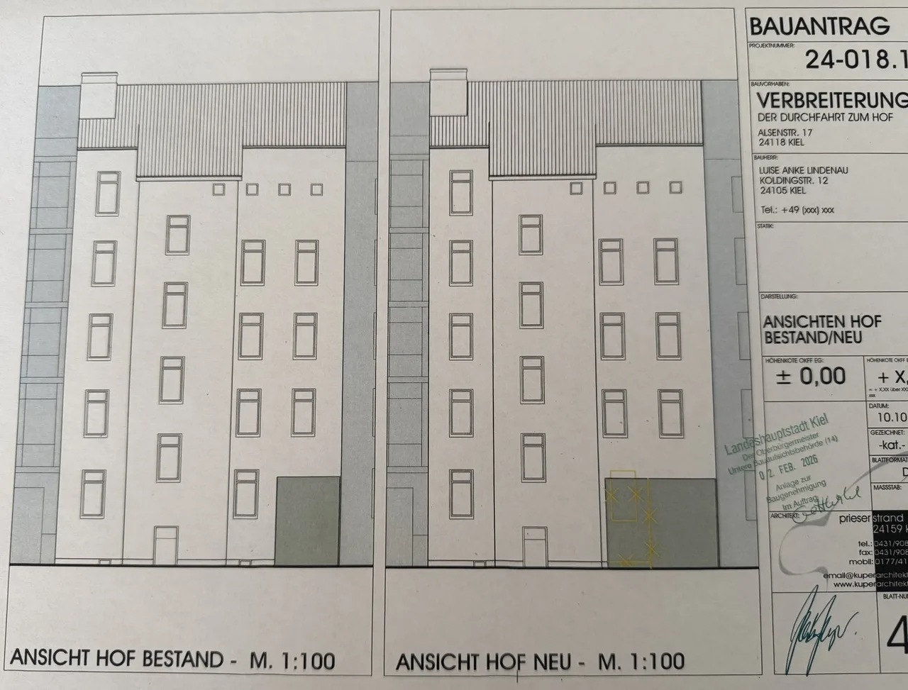 Bauplan Hofansicht